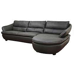 Sutherlan Black Leather Sectional Sofa  