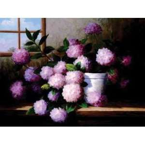  Hydrangea Blossoms I, Canvas Transfer by Welby, 24x18 