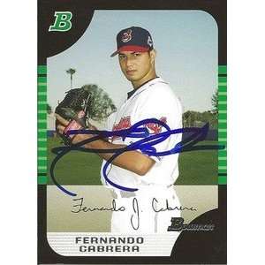 Fernando Cabrera Signed Cleveland Indians 2005 Bowman Card  