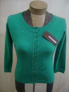 Shirred Shoulder Victor 100% Cashmere Sweater S Womens Cardigan Thick 