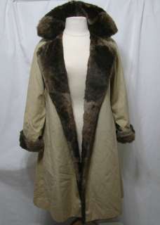   Creations Elegant Muskat Faux Fur Lining & Trim Belted Coat/L  