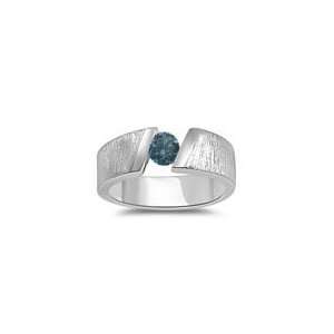  0.67 Cts Blue Diamond Tension Look Mens White Gold Ring 5 