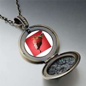  Chocolate Dipped Strawberry Pendant Necklace: Pugster 
