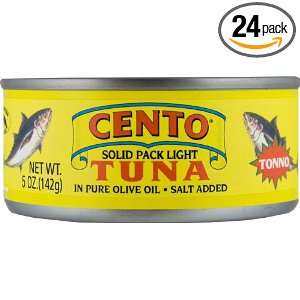 Cento Solid Packed Tuna in Olive Oil, 5 Ounce Cans (Pack of 24)