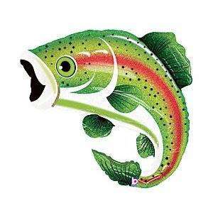 Green and Red Rainbow Trout Fish 29 Mylar Balloon  