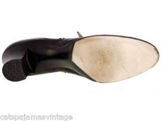 Vintage Ladies Black Mary Jane Leather Shoes NIB 1920 Details Sz 8 