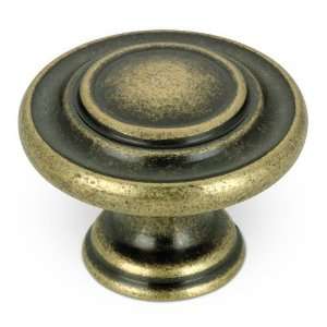 Village expression   1 3/8 diameter button knob in burnished brass