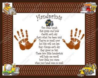 Construction Theme Babys First Hanprints with Poem  