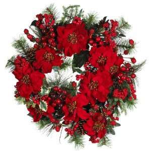  Real Looking 24 Poinsettia Wreath Holiday Colors   Holiday 