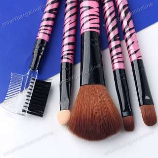   Pro Zebra Stripe Cosmetic Makeup Eyeshadow Blush Brush Set Tool Kits