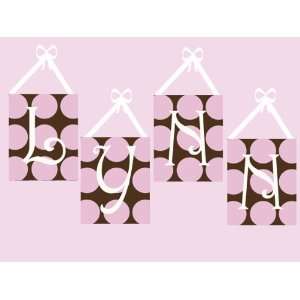  PINK POLKA DOTS ON CHOCOLATE CANVAS WALL LETTERS: Baby