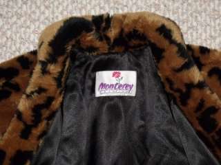 Vtg Monterey Plush Faux Fur Animal Print Swing Coat L  