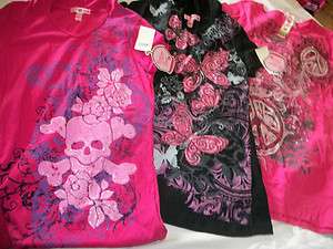 NWT NEW GIRLS LOT OF 3 PEACE BUTTERFLYS SKULL WITH HOODS SCHOOL 