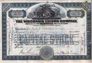 Wisconsin Edison Company Stock Certificate WE Utility Energy  
