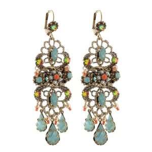   Drop Charms, Accented with Glass Beads, Blue, Green and Beige