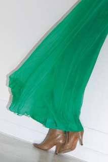  Paillettes Silk Chiffon Emerald Green Draped Cocktail Maxi Dress