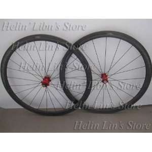  700c 38mm tubular carbon road bicycle wheel set: Sports 