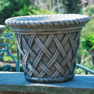    English Weave Large Cast Stone Planters: Patio, Lawn & Garden