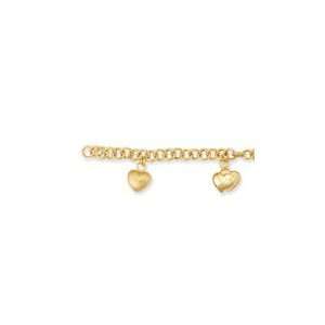   Gold Puffed Heart Charm Bracelet 7.5in long 17.78mm wide 7.5 grams