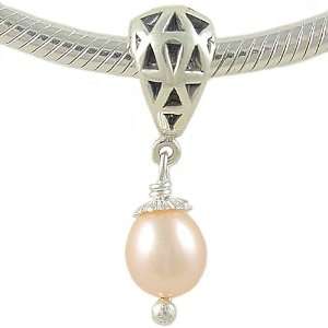 Pink Pearl Drop 925 Sterling Silver Dangle Bead fits European Charm 