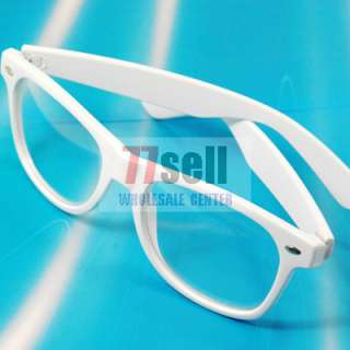 White Frame Clear Lens Look Cool Polite Glasses  
