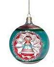 Dept 56 Retro Starburst Angel Icon Teal Glass Ball Christmas Ornament