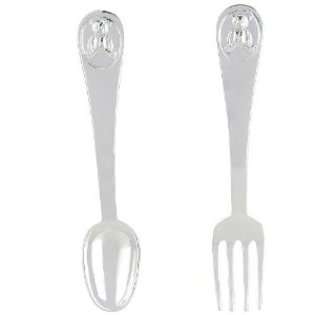 FAO Schwarz Silver Plated Teddy Bear Baby Fork & Spoon Set at  