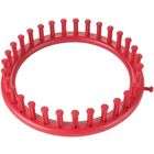 Provo Craft Knifty Knitter Medium Round Loom With Hook & Pick Tool Red 