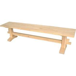 International Concepts Unfinished Solid Wood Trestle Bench at  