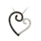  Sterling Silver Black Diamond Accent Heart Necklace