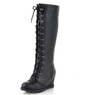 NWT womens lace up high heel knee high boots shoes  