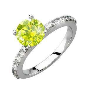   with Fancy Greenish Yellow Diamond 1 1/4 carat Princess cut Jewelry