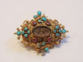 ANTIQUE GEORGIAN 2 COLOUR GOLD RUBY,TURQUOISE,BUTTERFLY LOCKET FRONT 
