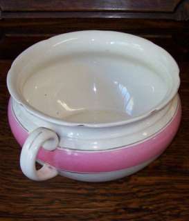 Antique CHAMBER POT Potty ENGLAND Porcelain Bowl   PINK  