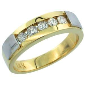  14k Gold 2 Tone Rhodium Accented Mens Ring Band, w/ 0.52 