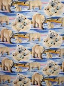 ARCTIC WORLDS WILDLIFE POLAR BEARS Cotton Quilt Fabric  