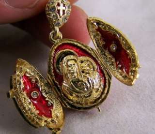 Virgin Mary And Child Jesus Sterling Gold Locket Medal  