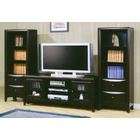 includes tv stand bridge and 2 audio towers color finish pearl black 