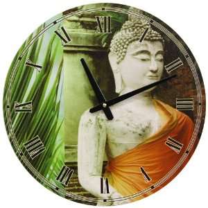  Buddha Round Wall Clock in Orange Drape