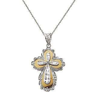 10k SS Cross Inspirational Pendant  Jewelry Sterling Silver Pendants 