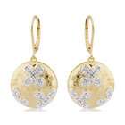   Over Sterling Silver Diamond Accent Butterfly Circle Drop Earrings