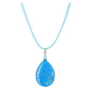   Turquoise Pendant on Suede Necklace 17 20 inch Length Adjustable