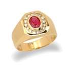 JewelryCastle 14K Gold Mens Ruby and Diamond Ring Size 9