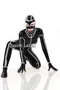 Latex Rubber Tight Catsuit Hood Gloves Socks Unique  