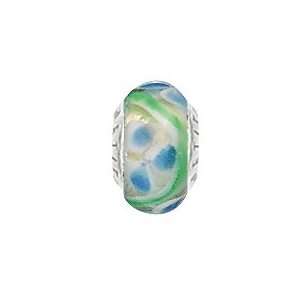   Blue Specks Colored Murano Glass Bead For Petites Charm Bracelets Only