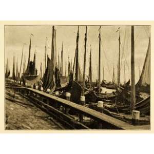 1911 Print Vollendam Holland Harbor Ships Boats Marine 