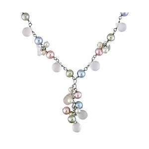 Sterling Silver Blue Topaz Rose Quartz and Fresh Water Multi Colored 