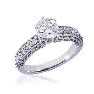  1 Ct Round Diamond Engagement Wedding Ring Vintage 14k 