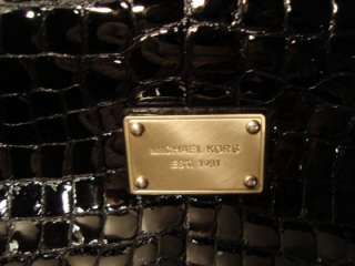 Michael Kors Black Patent Leather With Chains Handbag Purse Large 