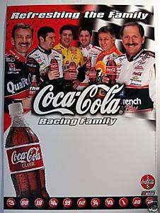 Coca Cola Nascar Racing Family Sign Old Store Stock  